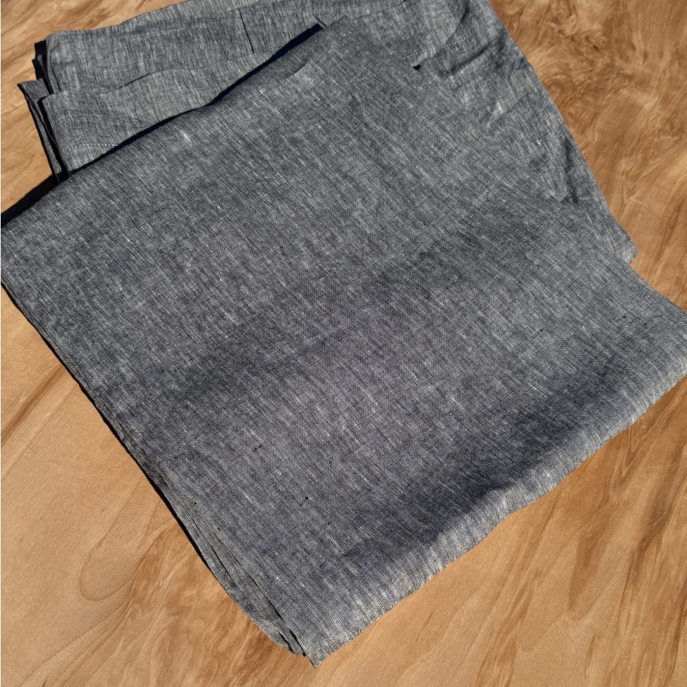 West Elm Grey/Heathered Sheer Linen Curtains